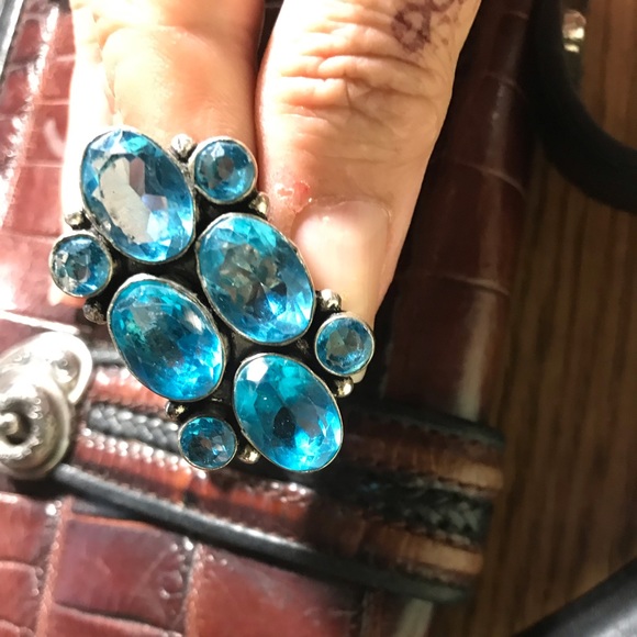 Blue stones ring in Sterling - Picture 1 of 4